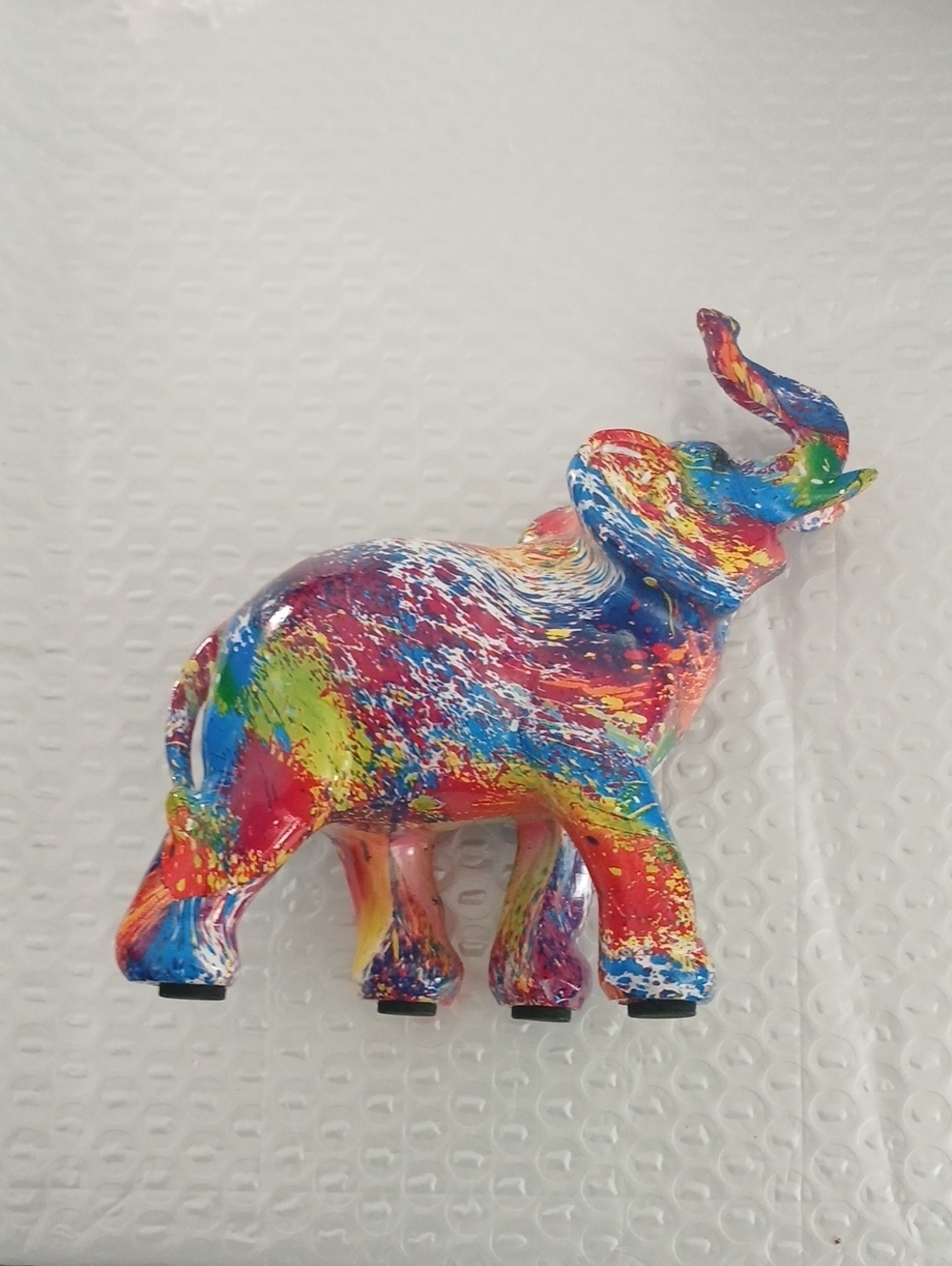 Multicolor Painted Elephant Sculpture - Vibrant Home Art Accent